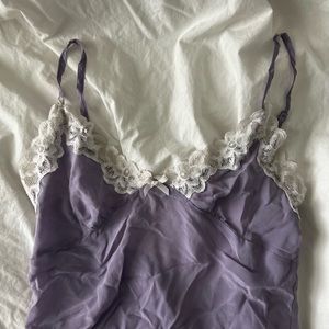 lavender lace slip dress